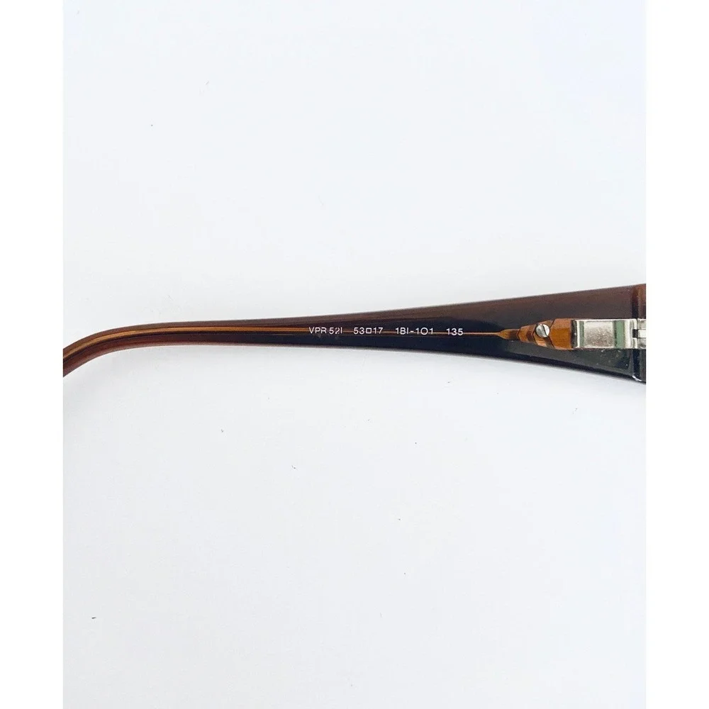 Prada Brown Metal Rectangular W Lucite Temples Glasses Italy VPR521 53 17 135